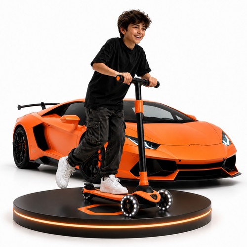Kids wheel scooter with led - kids, 3