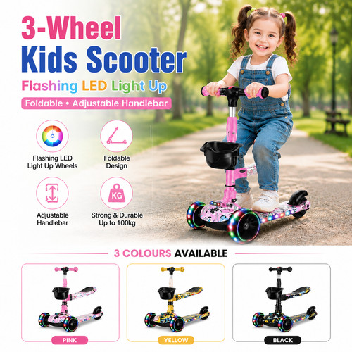 Wheel kids scooter - kids, flashing