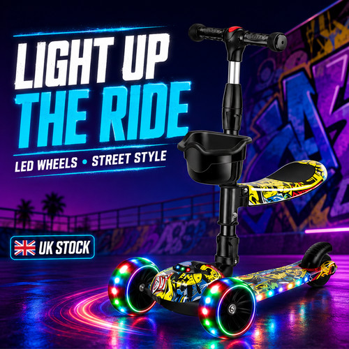 Kids wheel scooter - scooter, led