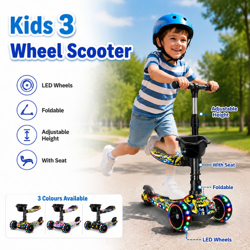 Kids wheel kick scooter with - kick,